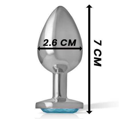 INTENSE - ALUMINUM METAL ANAL PLUG WITH BLUE GLASS SIZE S