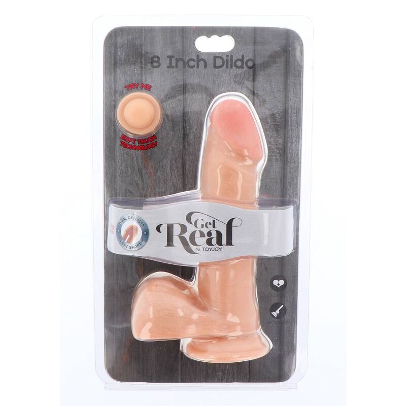 GET REAL - DILDO DOUBLE DENSITÉ 18 CM AVEC TESTICULES NATURELS