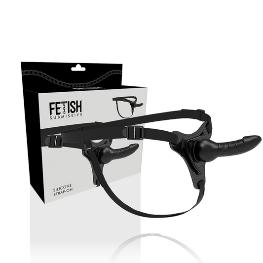 HARNAIS FÉTICHE SOUMIS - SILICONE NOIR RÉALISTE 16 CM