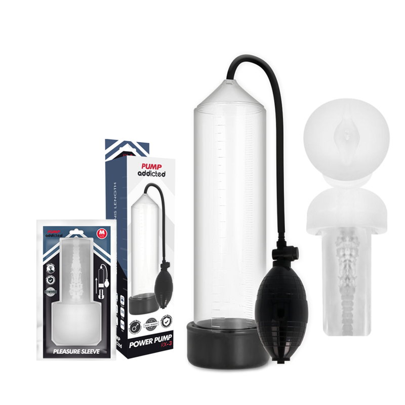 PUMP ADDICTED - POMPE À ÉREECTION TRANSPARENTE RX3 AVEC MASTURBATEUR