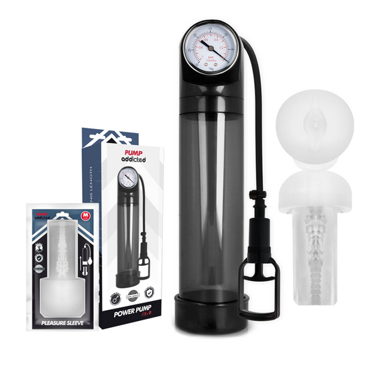 PUMP ADDICTED - POMPE À ÉREECTION NOIRE RX9 AVEC MASTURBATEUR