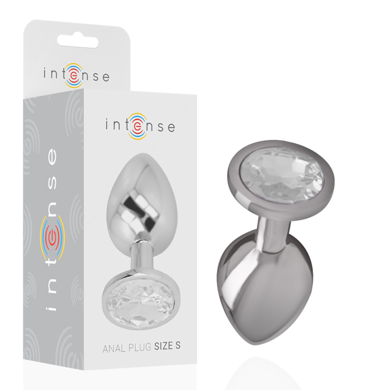 INTENSE - ALUMINUM METAL ANAL PLUG WITH SILVER GLASS SIZE S