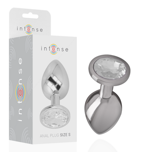 INTENSE - ALUMINUM METAL ANAL PLUG WITH SILVER GLASS SIZE S