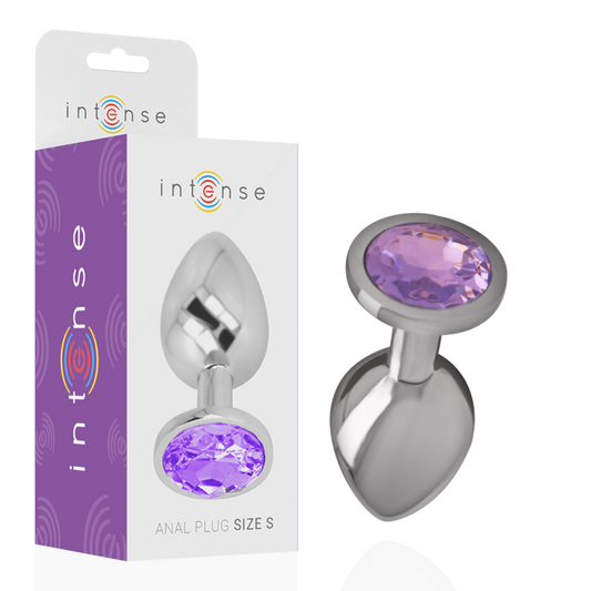 INTENSE - PLUG ANAL EN MÉTAL ALUMINIUM AVEC VERRE VIOLET TAILLE L