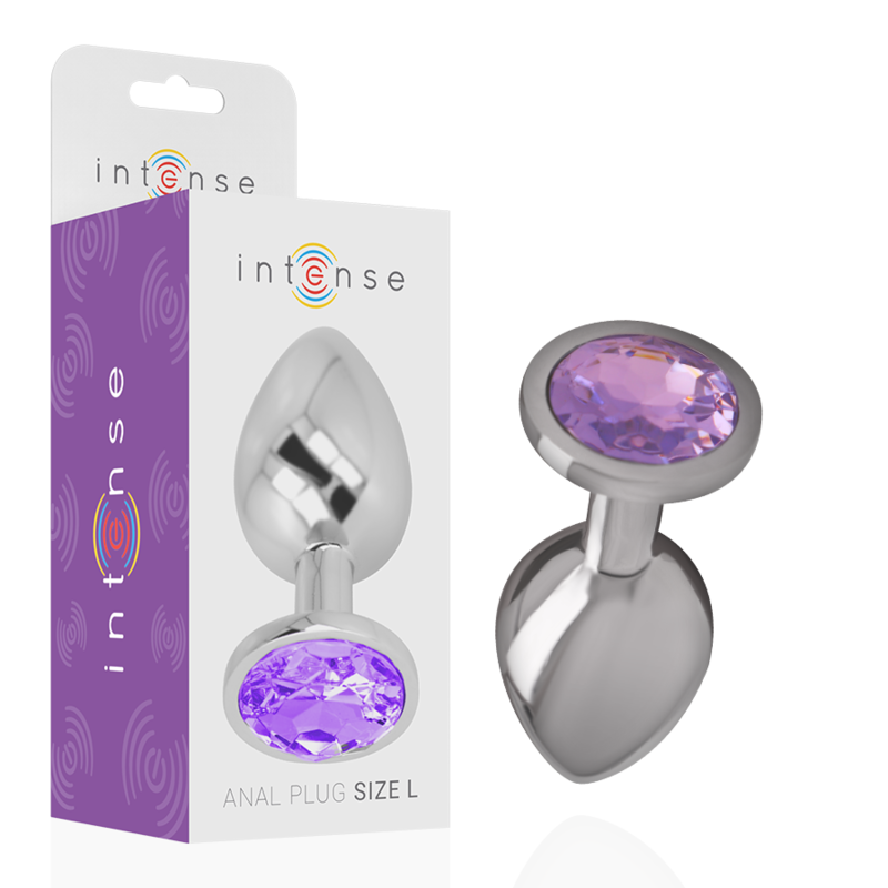 INTENSE - PLUG ANAL EN MÉTAL ALUMINIUM AVEC VERRE VIOLET TAILLE S