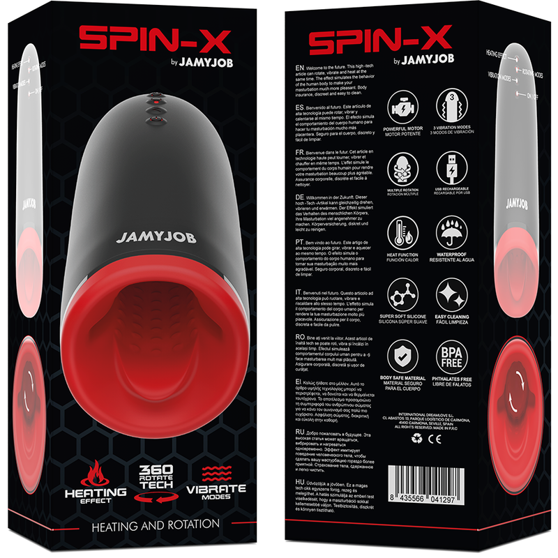 JAMYJOB - MASTURBATEUR SPIN-X AVEC FONCTION ROTATIVE ET CHAUFFANTE