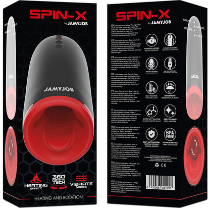 JAMYJOB - MASTURBATEUR SPIN-X AVEC FONCTION ROTATIVE ET CHAUFFANTE