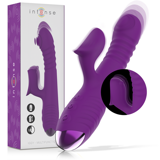 INTENSE - IGGY MULTIFUNCTIONAL RECHARGEABLE UP &amp; DOWN VIBRATOR WITH CLITORIS STIMULATOR PURPLE