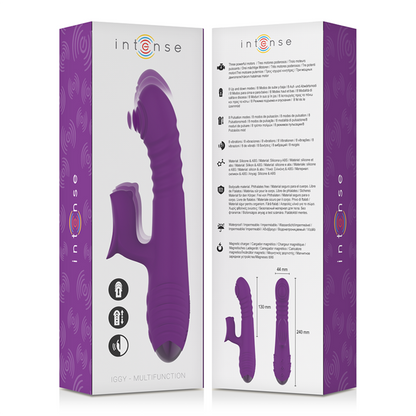 INTENSE - IGGY MULTIFUNCTIONAL RECHARGEABLE UP &amp; DOWN VIBRATOR WITH CLITORIS STIMULATOR PURPLE