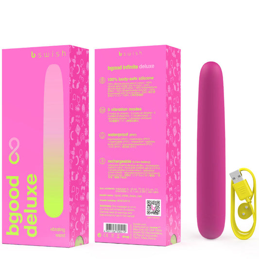 B SWISH - BGOOD INFINITE DELUXE VIBRATEUR RECHARGEABLE EN SILICONE ROSE