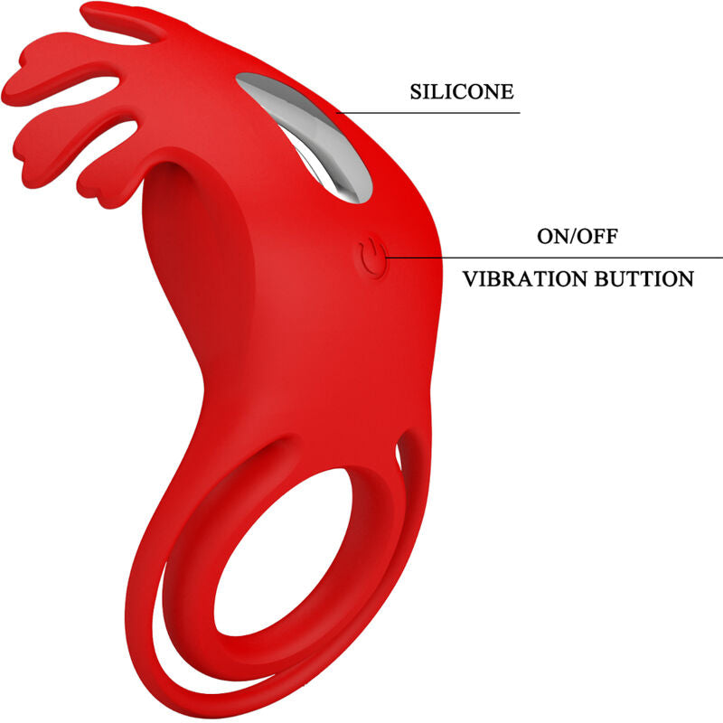 PRETTY LOVE - RUBEN ANNEAU VIBRANT 7 VIBRATIONS SILICONE ROUGE