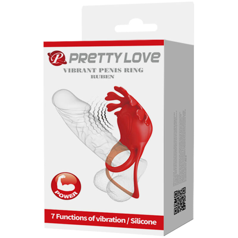 PRETTY LOVE - RUBEN ANNEAU VIBRANT 7 VIBRATIONS SILICONE ROUGE