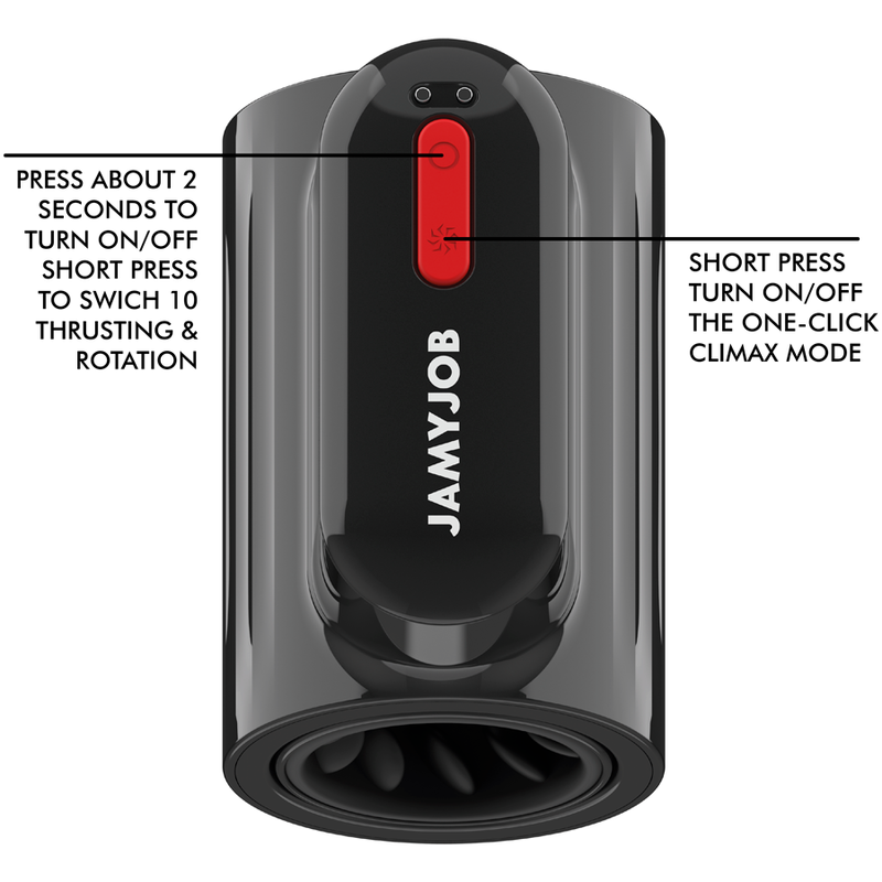 JAMYJOB - MASTURBATEUR VORTEX TURBO AVEC POUSSÉE ET ROTATION À 360° DE HAUT EN BAS