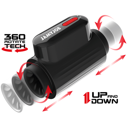 JAMYJOB - MASTURBATEUR VORTEX TURBO AVEC POUSSÉE ET ROTATION À 360° DE HAUT EN BAS