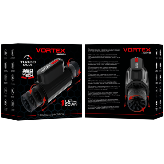 JAMYJOB - MASTURBATEUR VORTEX TURBO AVEC POUSSÉE ET ROTATION À 360° DE HAUT EN BAS
