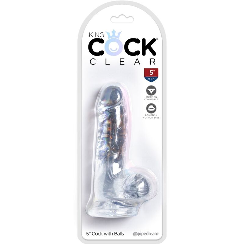 KING COCK - PÉNIS RÉALISTE ET TRANSPARENT AVEC TESTICULES 10,1 CM