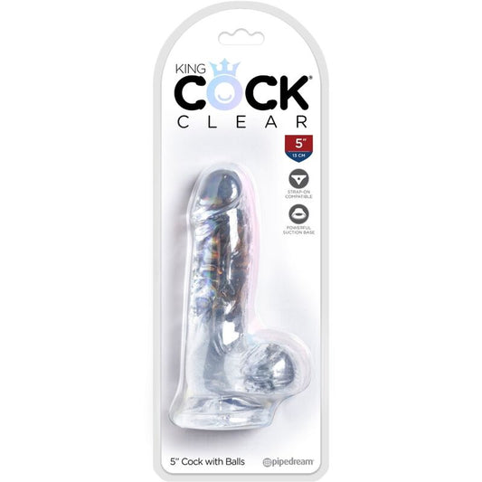 KING COCK - PÉNIS RÉALISTE ET TRANSPARENT AVEC TESTICULES 10,1 CM