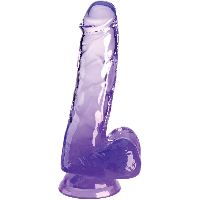 KING COCK - PÉNIS RÉALISTE TRANSPARENT AVEC TESTICULES 13,5 CM VIOLET