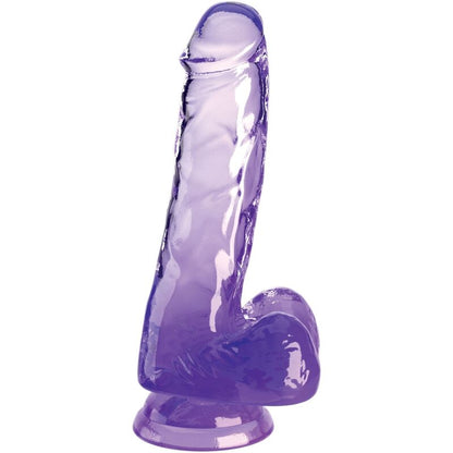 KING COCK - PÉNIS RÉALISTE TRANSPARENT AVEC TESTICULES 13,5 CM VIOLET
