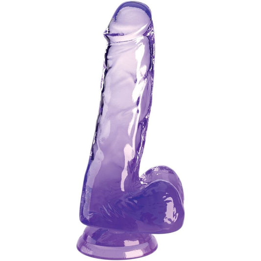 KING COCK - PÉNIS RÉALISTE TRANSPARENT AVEC TESTICULES 13,5 CM VIOLET