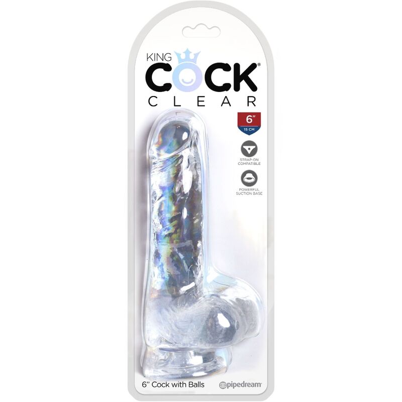 KING COCK - PÉNIS RÉALISTE ET TRANSPARENT AVEC TESTICULES 13,5 CM