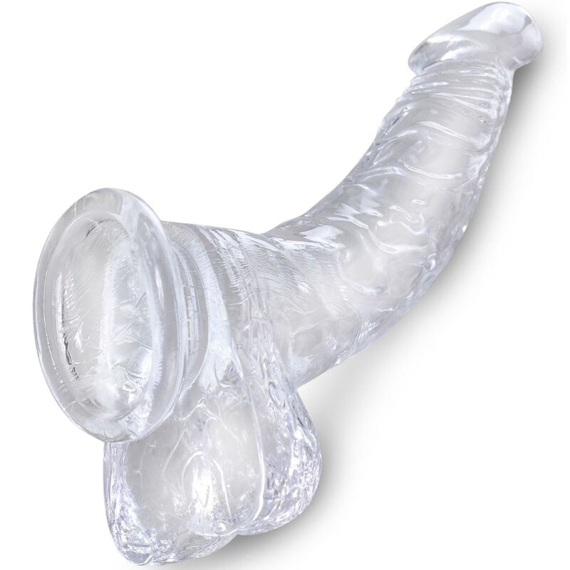 KING COCK - PÉNIS COURBÉ RÉALISTE ET TRANSPARENT AVEC TESTICULES 16,5 CM