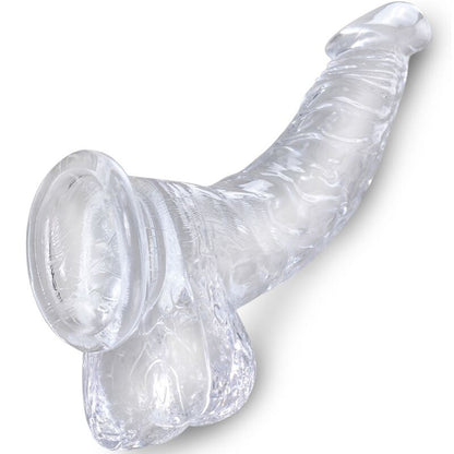 KING COCK - PÉNIS COURBÉ RÉALISTE ET TRANSPARENT AVEC TESTICULES 16,5 CM