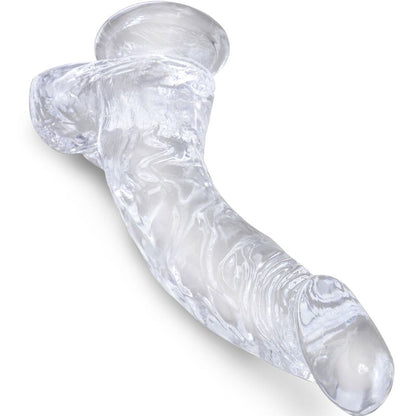KING COCK - PÉNIS COURBÉ RÉALISTE ET TRANSPARENT AVEC TESTICULES 16,5 CM