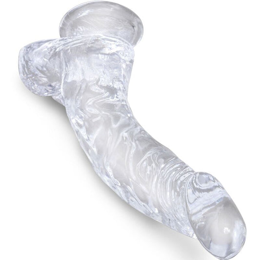 KING COCK - PÉNIS COURBÉ RÉALISTE ET TRANSPARENT AVEC TESTICULES 16,5 CM