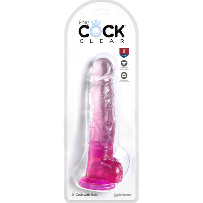KING COCK - PÉNIS RÉALISTE TRANSPARENT AVEC TESTICULES 16,5 CM ROSE