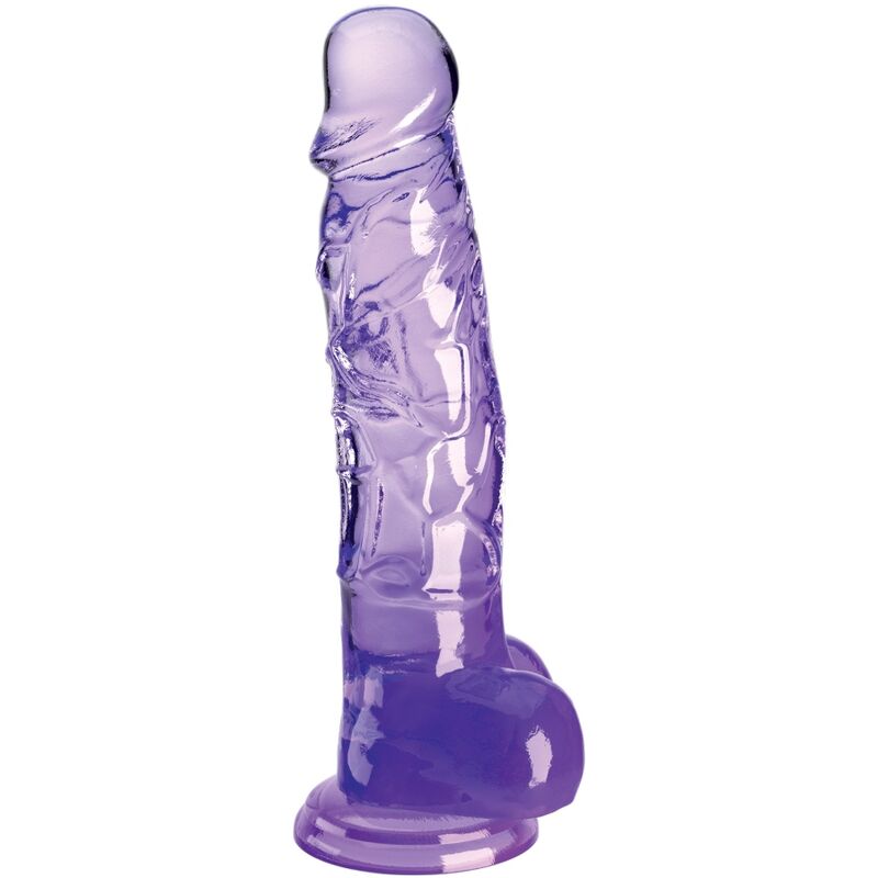 KING COCK - PÉNIS RÉALISTE TRANSPARENT AVEC TESTICULES 16,5 CM VIOLET