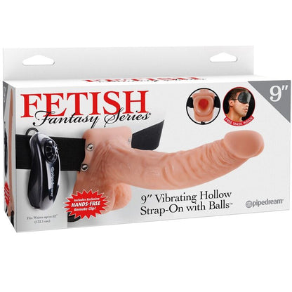 SÉRIE FETISH FANTASY - HARNAIS RÉGLABLE TÉLÉCOMMANDE PÉNIS RÉALISTE AVEC TESTICULES 23 CM