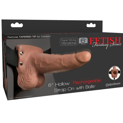 SÉRIE FETISH FANTASY - HARNAIS RÉGLABLE PÉNIS RÉALISTE AVEC TESTICULES RECHARGEABLES ET VIBRATEUR 15 CM
