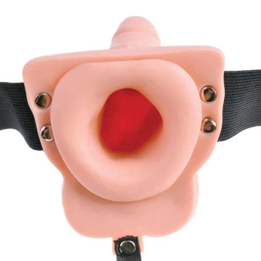 SÉRIE FETISH FANTASY - HARNAIS RÉGLABLE TÉLÉCOMMANDE PÉNIS RÉALISTE AVEC TESTICULES RECHARGEABLE ET VIBRATEUR 15 CM