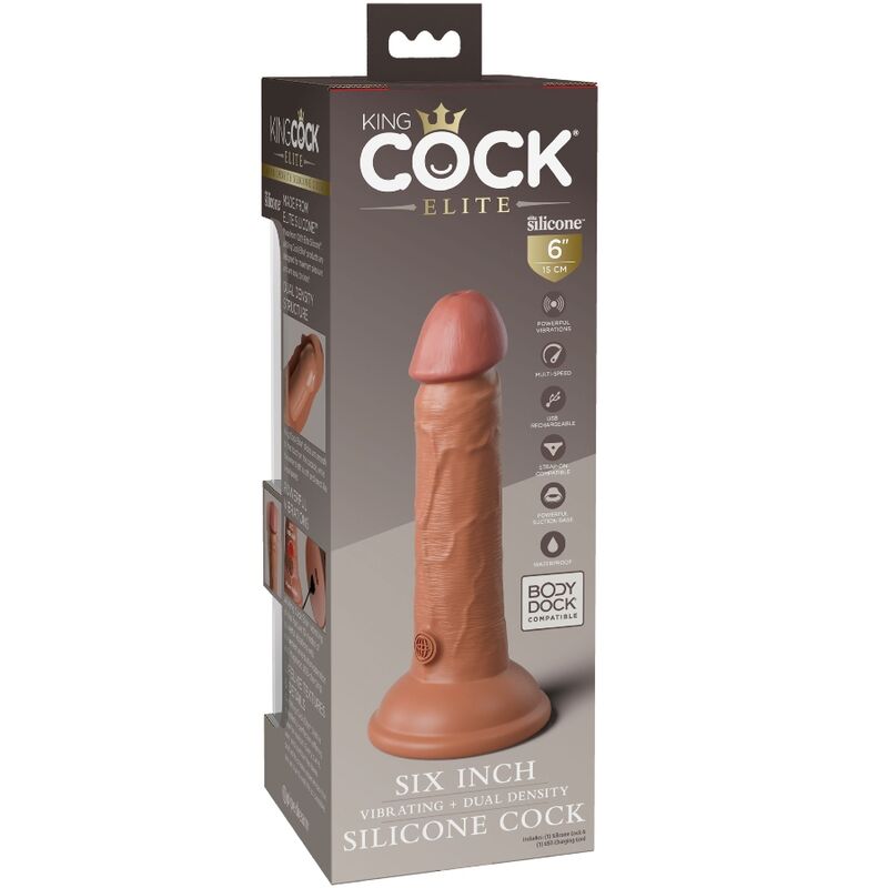 KING COCK - VIBRATEUR DILDO RÉALISTE ELITE &amp; SILICONE 15,2 CM CANDY
