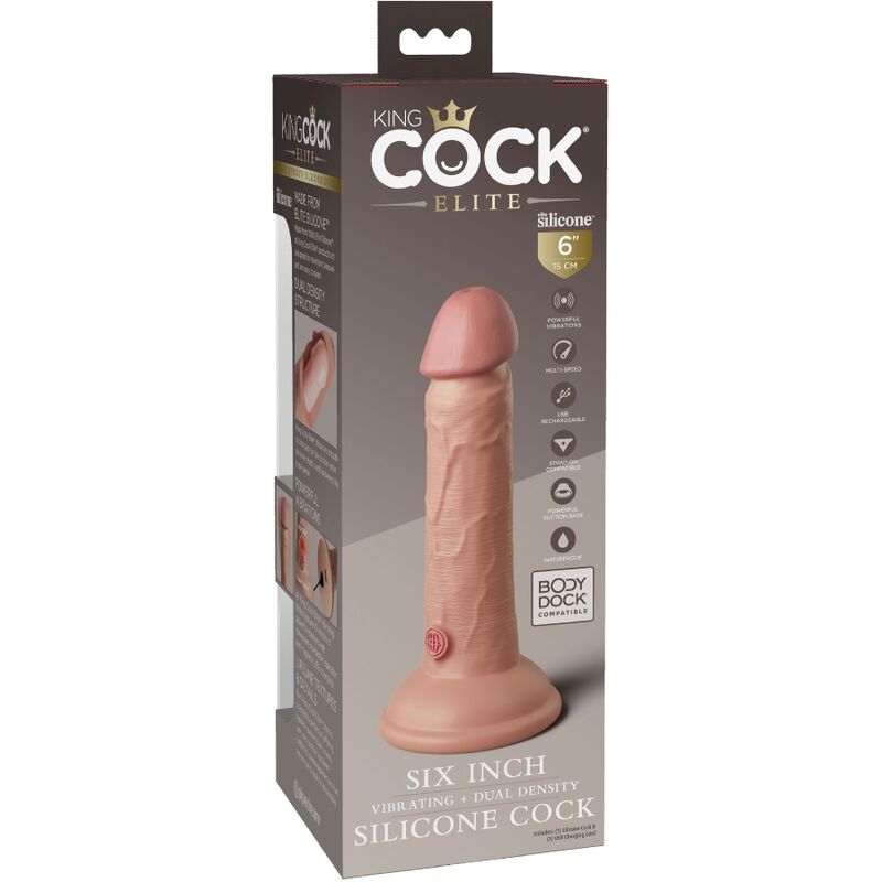 KING COCK - VIBRATEUR RÉALISTE ELITE &amp; GODE EN SILICONE 15,2 CM