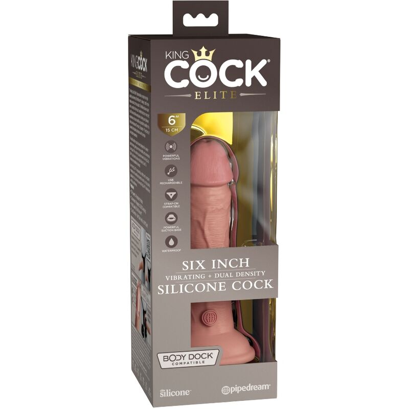 KING COCK - VIBRATEUR RÉALISTE ELITE &amp; GODE EN SILICONE 15,2 CM