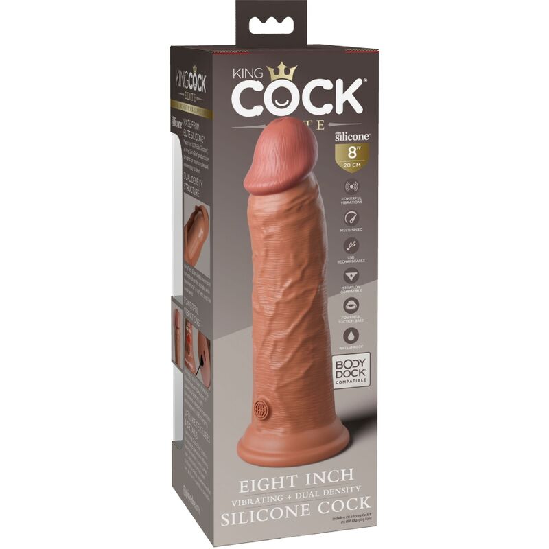 KING COCK - VIBRATEUR GODE RÉALISTE ÉLITE &amp; SILICONE 20,3 CM CANDY