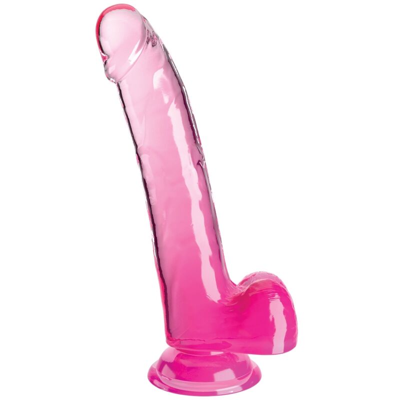 KING COCK - GODE TRANSPARENT AVEC TESTICULES 20,3 CM ROSE