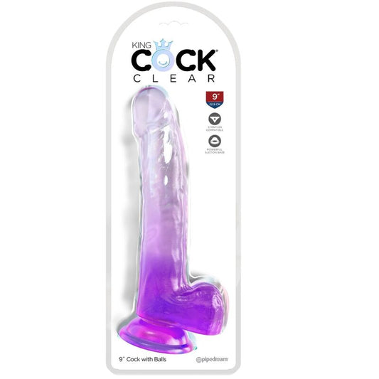 KING COCK - GODE TRANSPARENT AVEC TESTICULES 20,3 CM VIOLET