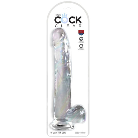 KING COCK - GODE TRANSPARENT AVEC TESTICULES 24,8 CM TRANSPARENT