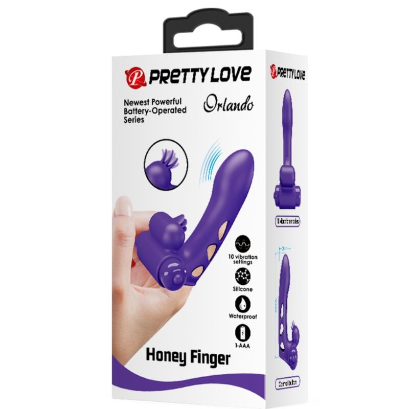 PRETTY LOVE - VIBRATEUR ORLANDO VIOLET AVEC COUVERTURE POUR DOIGT