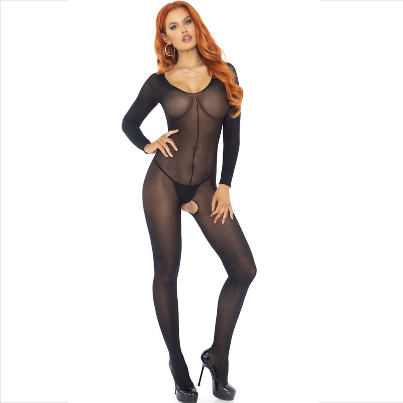 LEG AVENUE - BODYSTOCKING NOIR À MANCHES LONGUES