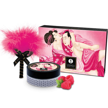 SHUNGA - KIT DE POUDRE DE MASSAGE COMESTIBLE À LA FRAMBOISE
