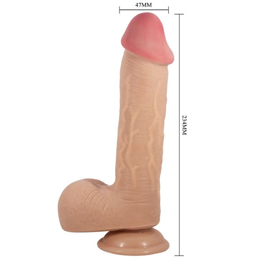 PRETTY LOVE - SÉRIE SLIDING SKIN GODE RÉALISTE AVEC VENTOUSE PEAU GLISSANTE NATURELLE 23,4 CM