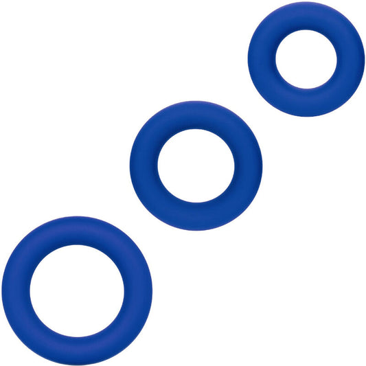 CALEXOTICS - ENSEMBLE DE 3 ANNEAUX PÉNIS BLEU AMIRAL