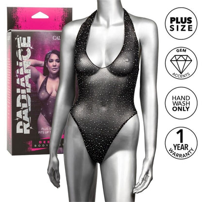 CALEXOTICS - RADIANCE BODYSUIT WITH DEEP V-NECK AND BEADS, PLUS SIZE