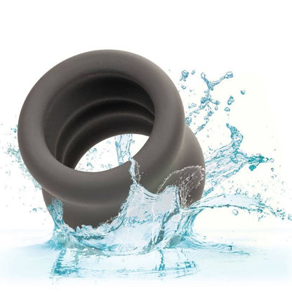 CALEXOTICS - ANNEAU D'EXTENSION DOUBLE SCROTUM ALPHA NOIR