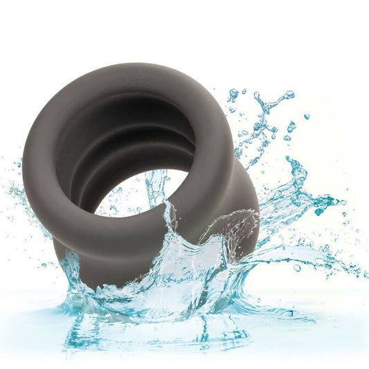 CALEXOTICS - ANNEAU D'EXTENSION DOUBLE SCROTUM ALPHA NOIR