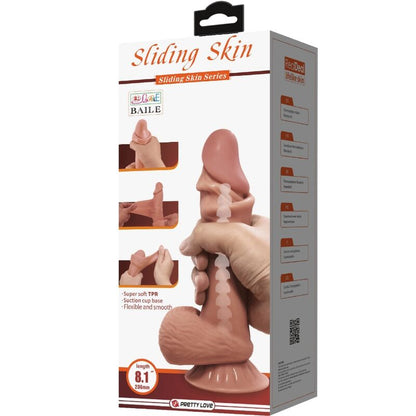 PRETTY LOVE - SÉRIE SLIDING SKIN GODE RÉALISTE AVEC VENTOUSE SLIDING SKIN MARRON 19,4 CM